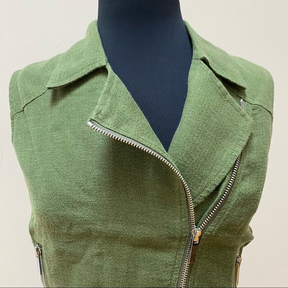 NEW Elizabeth And James Green Tegan Biker Vest - Picture 7 of 9